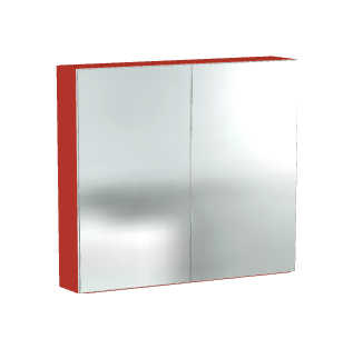 Spiegelschrank in Rot , 80x70x15cm (BxHxT)