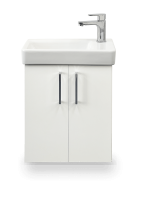 Waschtisch-Set Laufen Pro S 48x28 cm mit Badicum Unterschrank in Weiß (warm) Hochglanz Frontansicht